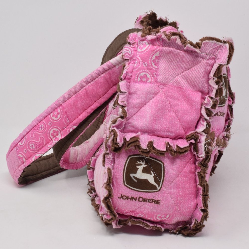 John Deere Handmade Purse Quilt Pink Brown White - Picture 5 of 15